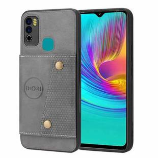 For Infinix Hot 9 Play Double Buckle PU + TPU Shockproof Magnetic Phone Case(Grey)