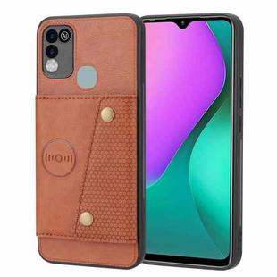 For Infinix Hot 10 Play Double Buckle PU + TPU Shockproof Magnetic Phone Case(Brown)