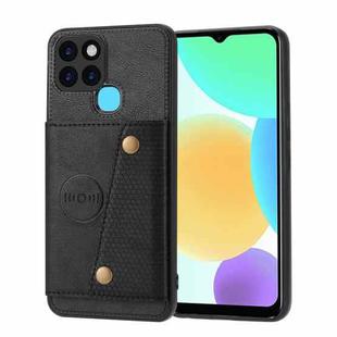 For Infinix Smart 6 Double Buckle PU + TPU Shockproof Magnetic Phone Case(Black)