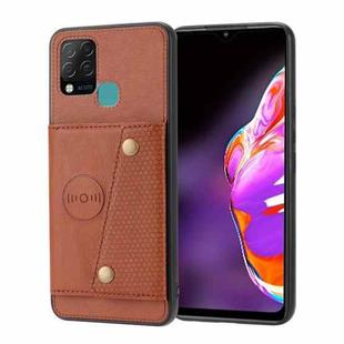 For Infinix Hot 10s Double Buckle PU + TPU Shockproof Magnetic Phone Case(Brown)