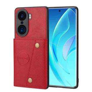 For Honor 60 Double Buckle PU + TPU Shockproof Magnetic Phone Case(Red)