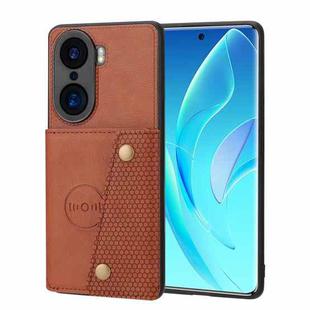 For Honor 60 Pro Double Buckle PU + TPU Shockproof Magnetic Phone Case(Brown)