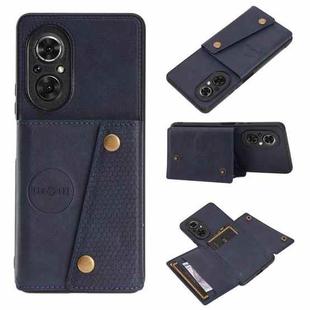 For Huawei Nova 9 SE Double Buckle PU + TPU Shockproof Magnetic Phone Case(Blue)