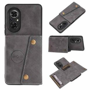 For Huawei Nova 9 SE Double Buckle PU + TPU Shockproof Magnetic Phone Case(Grey)