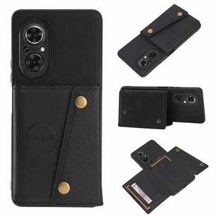 For Huawei Nova 9 SE Double Buckle PU + TPU Shockproof Magnetic Phone Case(Black)