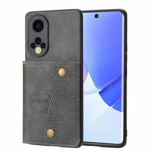 For Huawei Nova 9 Double Buckle PU + TPU Shockproof Magnetic Phone Case(Grey)