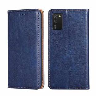 For Samsung Galaxy A03s 164.2mm Gloss Oil Solid Color Magnetic Leather Phone Case(Blue)