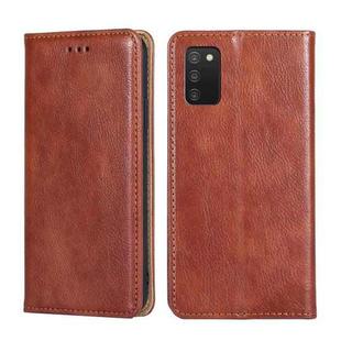 For Samsung Galaxy A03s 165.85mm Gloss Oil Solid Color Magnetic Leather Phone Case(Brown)