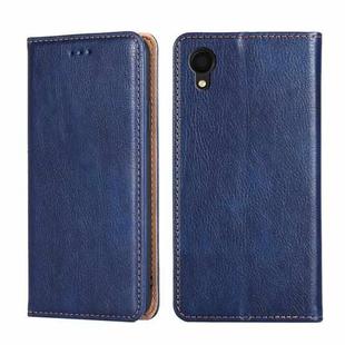 For Samsung Galaxy A22 5G Japan Gloss Oil Solid Color Magnetic Leather Phone Case(Blue)