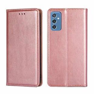 For Samsung Galaxy M52 5G Gloss Oil Solid Color Magnetic Leather Phone Case(Rose Gold)