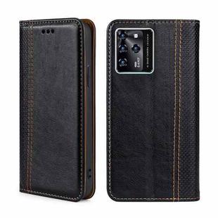 For ZTE Blabe V30 Grid Texture Magnetic Flip Leather Phone Case(Black)