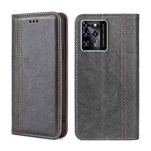 For ZTE Blabe V30 Grid Texture Magnetic Flip Leather Phone Case(Grey)