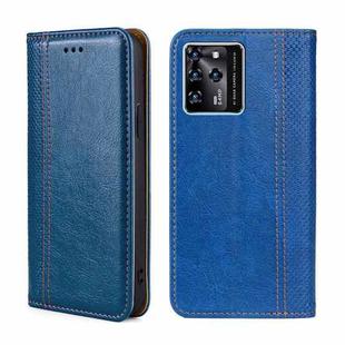For ZTE Blabe V30 Grid Texture Magnetic Flip Leather Phone Case(Blue)
