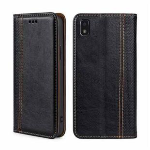 For ZTE Blade L210 Grid Texture Magnetic Flip Leather Phone Case(Black)
