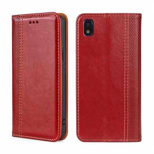 For ZTE Blade L210 Grid Texture Magnetic Flip Leather Phone Case(Red)