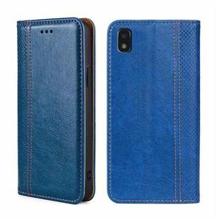 For ZTE Blade L210 Grid Texture Magnetic Flip Leather Phone Case(Blue)