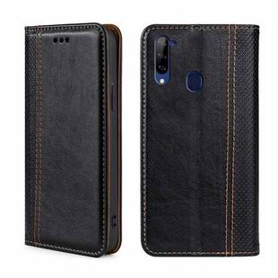 For ZTE Libero 5G Grid Texture Magnetic Flip Leather Phone Case(Black)