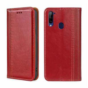 For ZTE Libero 5G Grid Texture Magnetic Flip Leather Phone Case(Red)