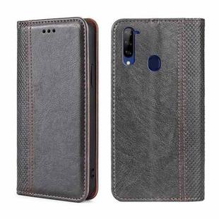 For ZTE Libero 5G Grid Texture Magnetic Flip Leather Phone Case(Grey)