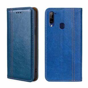 For ZTE Libero 5G Grid Texture Magnetic Flip Leather Phone Case(Blue)