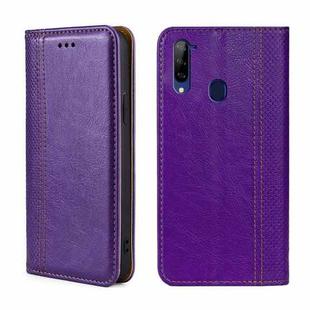 For ZTE Libero 5G Grid Texture Magnetic Flip Leather Phone Case(Purple)