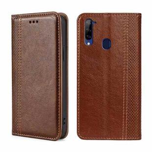 For ZTE Libero 5G Grid Texture Magnetic Flip Leather Phone Case(Brown)