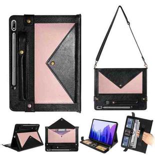 For Samsung Galaxy Tab S8 Envelope Color Matching Leather Tablet Case(Black Rose Gold)