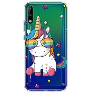 For Huawei Enjoy 10 Lucency Painted TPU Protective Case(Glasses Unicorn)