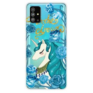 For Galaxy S20 Lucency Painted TPU Protective Case(Blue Flower Unicorn)
