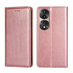 For Honor 70 Pro / 70 Pro Plus Gloss Oil Solid Color Magnetic Leather Phone Case(Rose Gold)