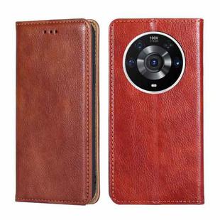 For Honor Magic3 Pro Gloss Oil Solid Color Magnetic Leather Phone Case(Brown)