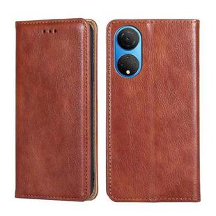 For Honor X7 4G Gloss Oil Solid Color Magnetic Leather Phone Case(Brown)