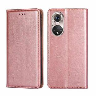 For Honor 50 Pro Gloss Oil Solid Color Magnetic Leather Phone Case(Rose Gold)