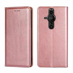 For Sony Xperia Pro-I Gloss Oil Solid Color Magnetic Leather Phone Case(Rose Gold)