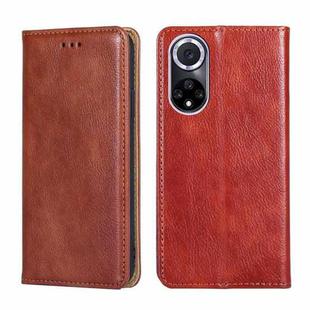 For Huawei nova 9 Gloss Oil Solid Color Magnetic Leather Phone Case(Brown)