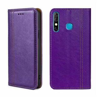 For Infinix Hot 8/Hot 8 Lite/Tecon Camon 12 Grid Texture Magnetic Flip Leather Phone Case(Purple)