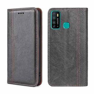 For Infinix Hot 9/Note 7 lite Grid Texture Magnetic Flip Leather Phone Case(Grey)