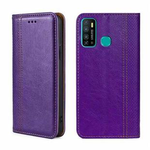 For Infinix Hot 9/Note 7 lite Grid Texture Magnetic Flip Leather Phone Case(Purple)