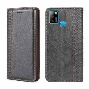 For Infinix Hot 10 Lite/Smart 5 Grid Texture Magnetic Flip Leather Phone Case(Grey)