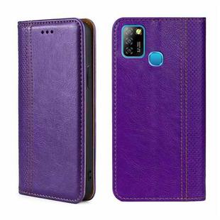 For Infinix Hot 10 Lite/Smart 5 Grid Texture Magnetic Flip Leather Phone Case(Purple)