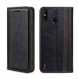 For Infinix Smart 4 Grid Texture Magnetic Flip Leather Phone Case(Black)