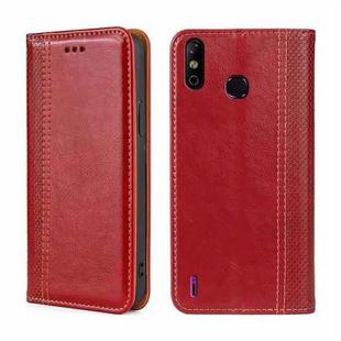 For Infinix Smart 4 Grid Texture Magnetic Flip Leather Phone Case(Red)