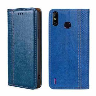 For Infinix Smart 4 Grid Texture Magnetic Flip Leather Phone Case(Blue)