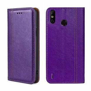 For Infinix Smart 4 Grid Texture Magnetic Flip Leather Phone Case(Purple)