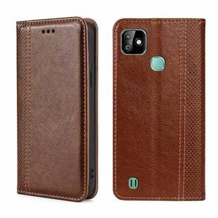 For Infinix Smart HD 2021 Grid Texture Magnetic Flip Leather Phone Case(Brown)