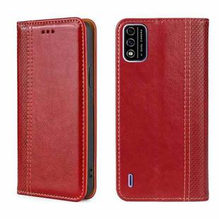 For Itel A48 Grid Texture Magnetic Flip Leather Phone Case(Red)