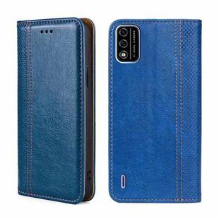 For Itel A48 Grid Texture Magnetic Flip Leather Phone Case(Blue)