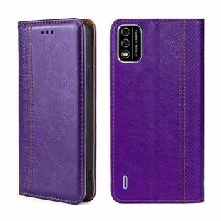 For Itel A48 Grid Texture Magnetic Flip Leather Phone Case(Purple)