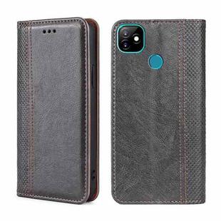 For Itel Vision 1 Grid Texture Magnetic Flip Leather Phone Case(Grey)
