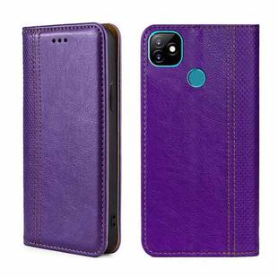 For Itel Vision 1 Grid Texture Magnetic Flip Leather Phone Case(Purple)